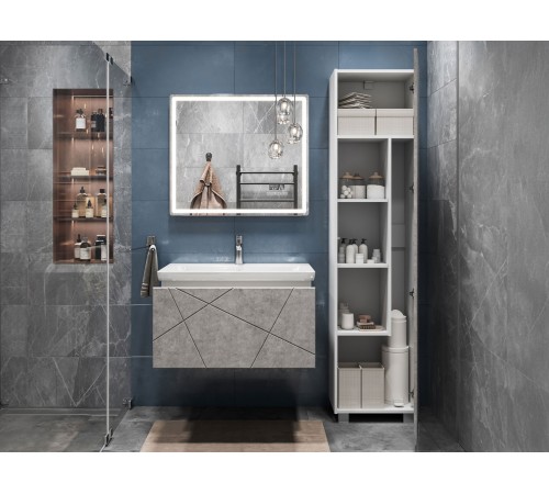 Комплект мебели для ванной Геометрия 2, бетон
