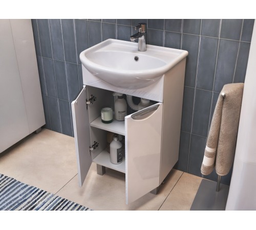 Комплект мебели для ванной Каллао 6 правый, белый глянец