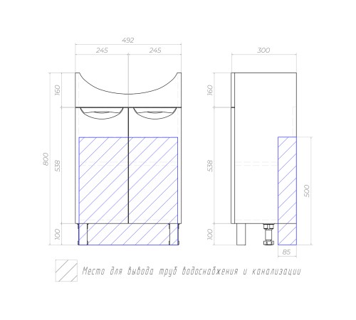 Комплект мебели для ванной Каллао 6 правый, белый глянец