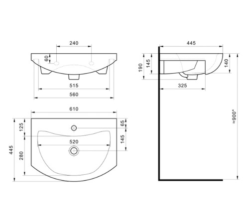 Комплект мебели для ванной Каллао 7 правый, белый глянец