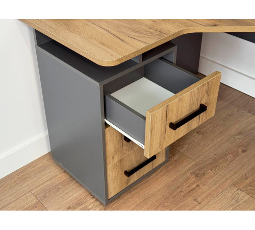 Лайт-2 Стол компьютерный 1200 угловой + Надстройка, дуб крафт золотой/графит