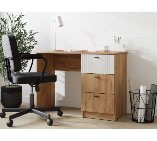 00-00113251 Компьютерный стол Альфа, дуб крафт золотой/белый матовый