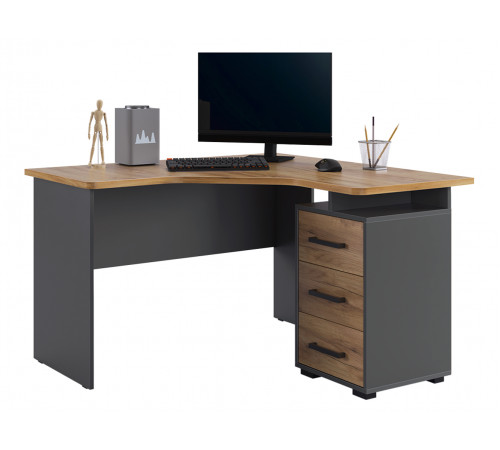 Лайт-2 Стол компьютерный 1200 угловой + Надстройка, дуб крафт золотой/графит