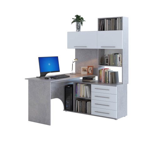 00-00015788 Компьютерный стол Бастон / КСТ-14.1, правый, бетон/белый