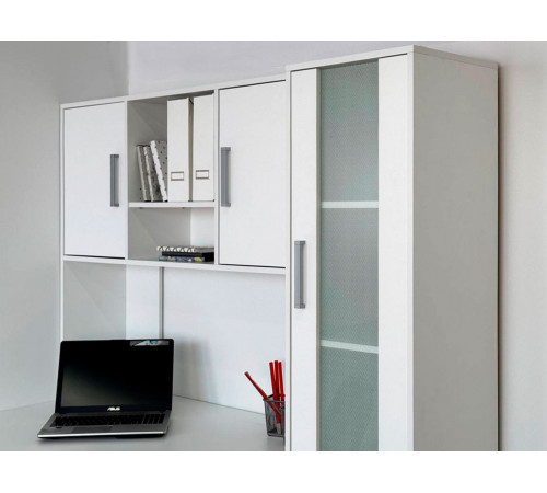 Лайт-2 Стол компьютерный 1200 угловой + Надстройка, белый/белый