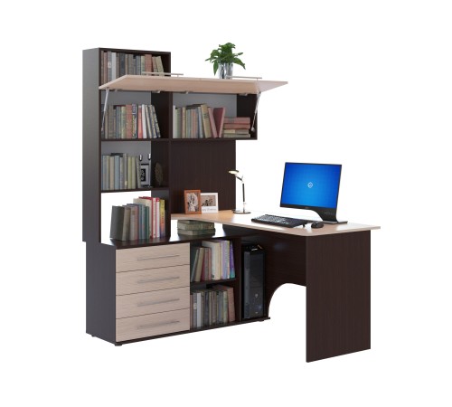 00-00015783 Компьютерный стол Бастон / КСТ-14.1, левый, венге/беленый дуб