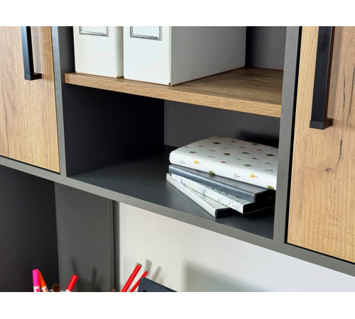 Лайт-2 Стол компьютерный 1200 угловой + Надстройка, дуб крафт золотой/графит