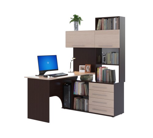 00-00015789 Компьютерный стол Бастон / КСТ-14.1, правый, венге/беленый дуб