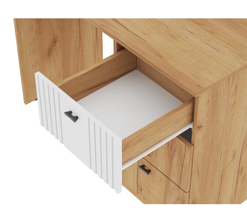 00-00113251 Компьютерный стол Альфа, дуб крафт золотой/белый матовый