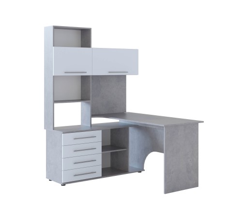 00-00015782 Компьютерный стол Бастон / КСТ-14.1, левый, бетон/белый