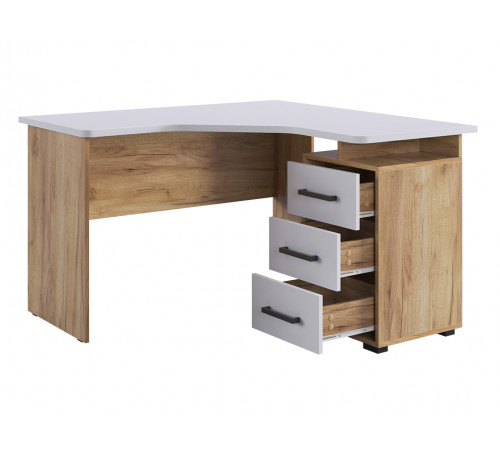 Лайт-2 Стол компьютерный 1200 угловой + Надстройка, дуб крафт золотой/белый