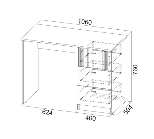 00-00113251 Компьютерный стол Альфа, дуб крафт золотой/белый матовый