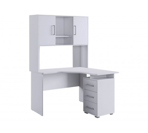 Лайт-2 Стол компьютерный 1200 угловой + Надстройка, белый/белый