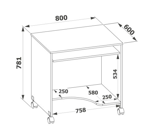 00-00011525 Компьютерный стол КСТ-15, бетон