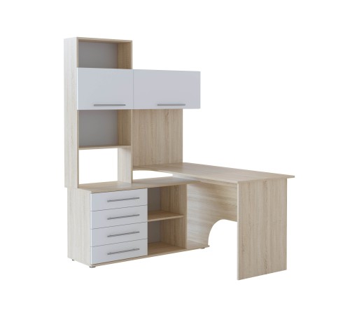 00-00015785 Компьютерный стол Бастон / КСТ-14.1, левый, дуб сонома/белый