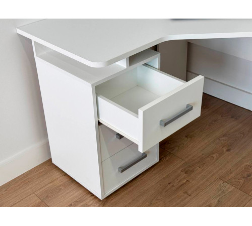 Лайт-2 Стол компьютерный 1200 угловой + Надстройка, белый/белый