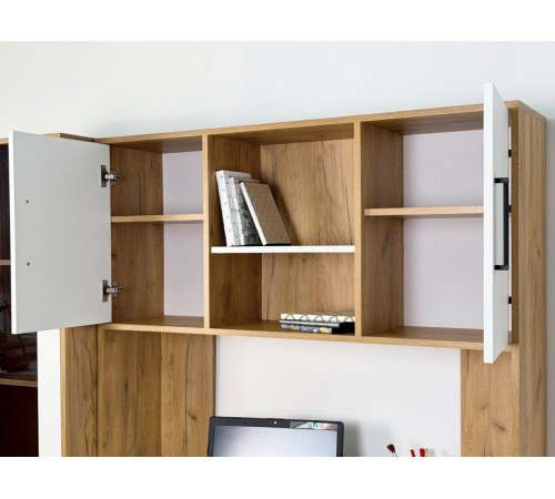 Лайт-2 Стол компьютерный 1200 угловой + Надстройка, дуб крафт золотой/белый