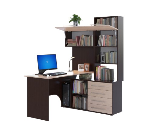 00-00015789 Компьютерный стол Бастон / КСТ-14.1, правый, венге/беленый дуб