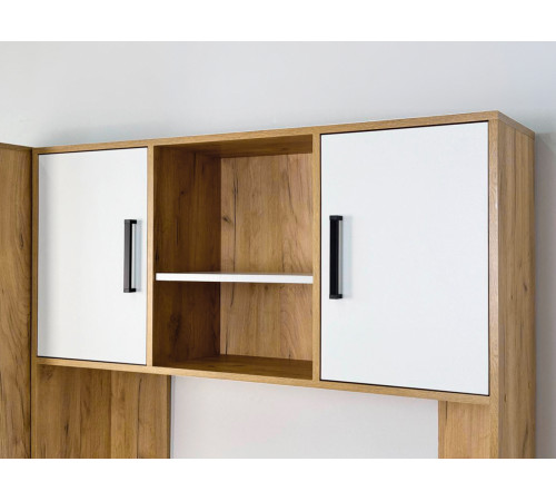 Лайт-2 Стол компьютерный 1200 угловой + Надстройка, дуб крафт золотой/белый