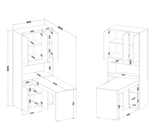 СПМ-965П Стол компьютерный Эринг Макси, правый, белый