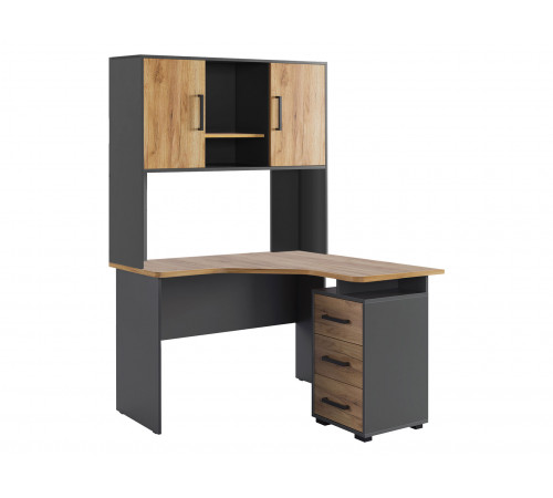 Лайт-2 Стол компьютерный 1200 угловой + Надстройка, дуб крафт золотой/графит