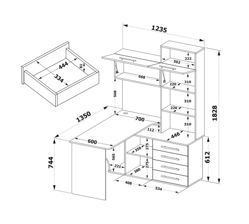 00-00015792 Компьютерный стол Бастон / КСТ-14.1, правый, дуб юкон