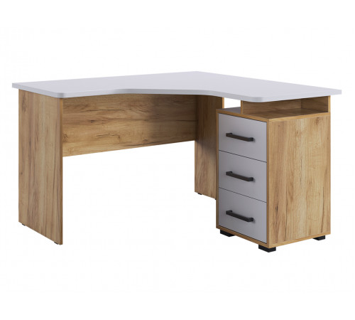 Лайт-2 Стол компьютерный 1200 угловой + Надстройка, дуб крафт золотой/белый