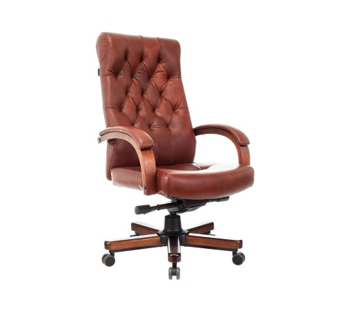 1545726 Кресло руководителя Бетховен / T-9928WALNUT, кожа, светло-коричневый