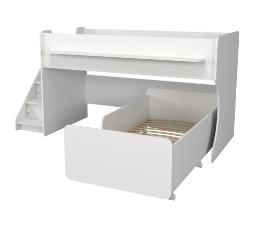 Двухъярусная кровать Р444-2 Капризун 7 с лестницей с ящиками белый