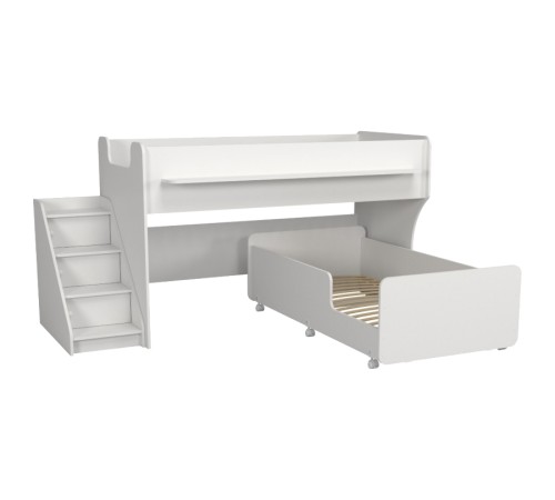 Двухъярусная кровать Р444-2 Капризун 7 с лестницей с ящиками белый