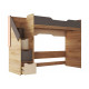 Кровать-чердак Рич 80х200, дуб крафт золотой/миндаль/глиняный серый