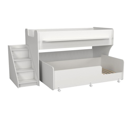 Двухъярусная кровать Р444-2 Капризун 7 с лестницей с ящиками белый