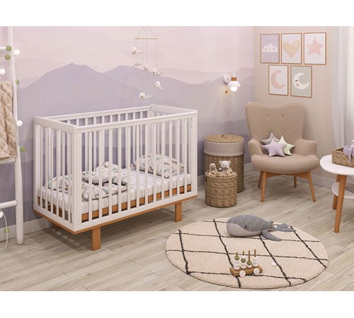 Кроватка детская Polini kids Simple 340, белый/бук