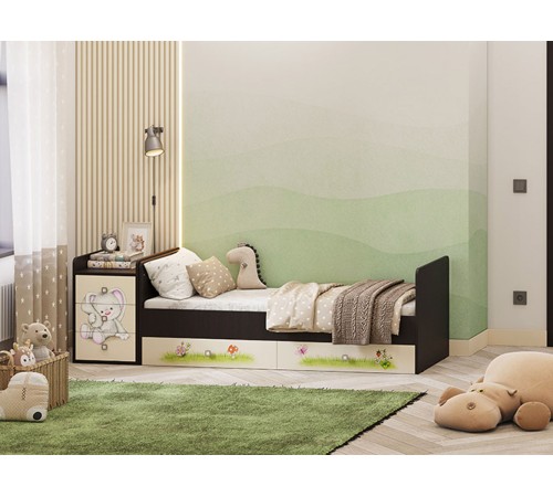 Кровать детская Фея 1100 Зайчонок, венге/бежевый