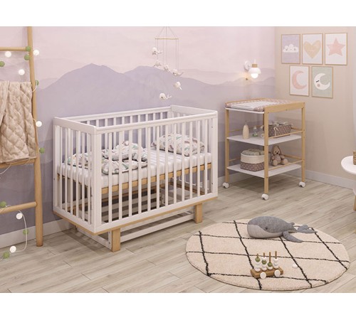 Кроватка детская Polini kids Simple 340, белый/натуральный