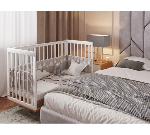 Кроватка детская Polini kids Simple 340, белый/бук