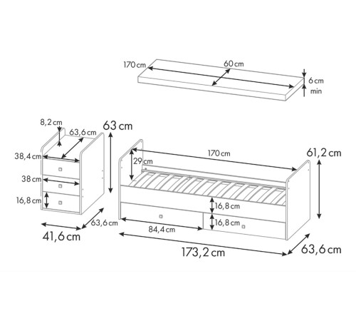 Кровать детская Фея 1100, дуб крафт золотой/белый