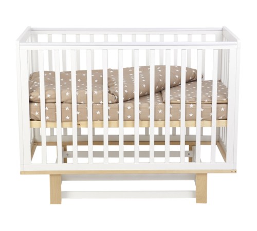 Кроватка детская Polini kids Simple 340 с маятником, белый/натуральный Кроватка детская Polini kids Simple 340 с маятником, белый/натуральный