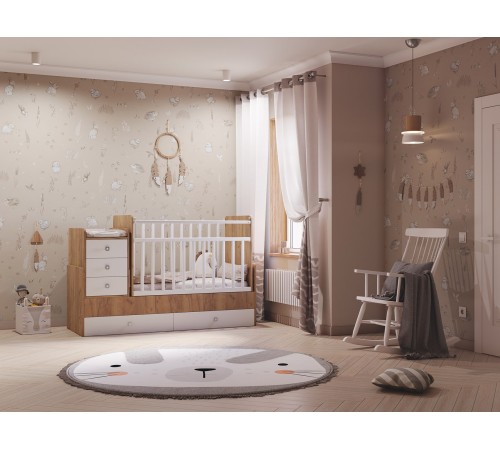 Кровать детская Фея 1100, дуб крафт золотой/белый