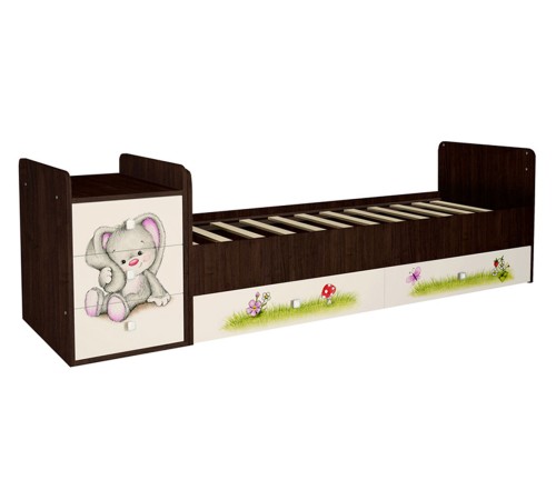 Кровать детская Фея 1100 Зайчонок, венге/бежевый
