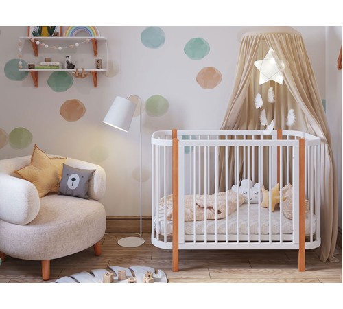 Кроватка детская Polini kids Simple 350, белый/бук Кроватка детская Polini kids Simple 350, белый/бук