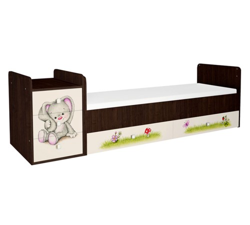 Кровать детская Фея 1100 Зайчонок, венге/бежевый