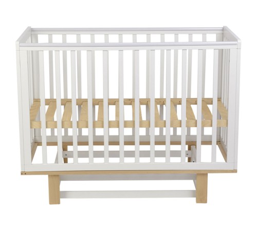 Кроватка детская Polini kids Simple 340 с маятником, белый/натуральный Кроватка детская Polini kids Simple 340 с маятником, белый/натуральный