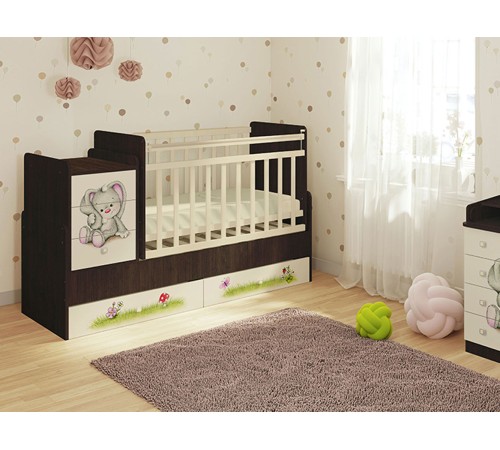 Кровать детская Фея 1100 Зайчонок, венге/бежевый