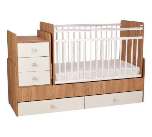 Кровать детская Фея 1100, дуб крафт золотой/белый