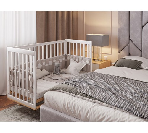 Кроватка детская Polini kids Simple 340, белый/натуральный