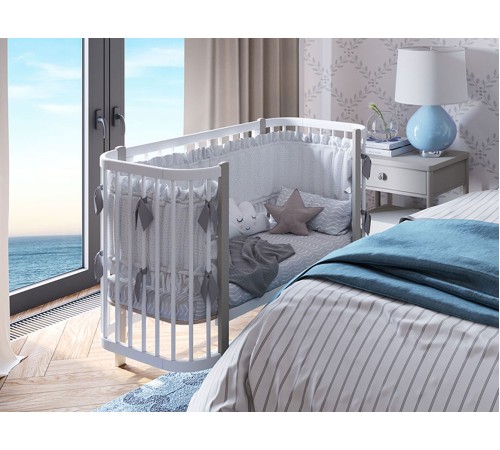 Кроватка детская Polini kids Simple 350, белый/серый Кроватка детская Polini kids Simple 350, белый/серый