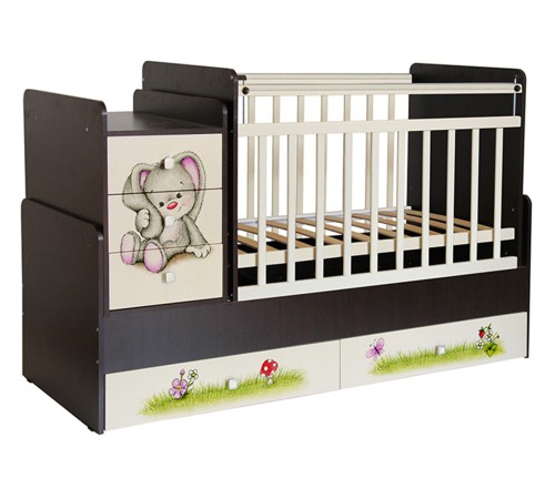 Кровать детская Фея 1100 Зайчонок, венге/бежевый