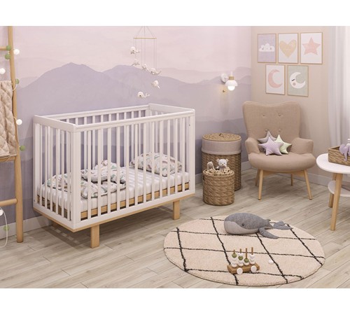 Кроватка детская Polini kids Simple 340, белый/натуральный
