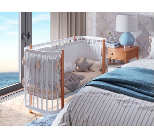 Кроватка детская Polini kids Simple 350, белый/бук Кроватка детская Polini kids Simple 350, белый/бук